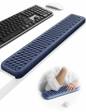 Ergonomic Full-Length L-Shaped Elbow Rest Pad, Desk Edge Pad, Blue Soft Memory Foam Supports Elbow and Forearm, Desk Edge Cushion for Keyboard, Mouse, Office and Gaming Use Ergonomic Full-Length L-Shaped Elbow Rest Pad, Desk Edge Pad, Blue Soft Memory Foam Supports Elbow and Forearm, Desk Edge Cushion for Keyboard, Mouse, Office and Gaming Use