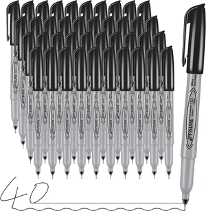 Permanent Markers, Ultra Fine Point, Black, 40 Count, 0.4mm, Fine tip permanent marker set, quick dry, waterproof, fading resists, durable, marks on paper, glass, ceramic, plastic, wood, rock, metal Permanent Markers, Ultra Fine Point, Black, 40 Count, 0.4mm, Fine tip permanent marker set, quick dry, waterproof, fading resists, durable, marks on paper, glass, ceramic, plastic, wood, rock, metal