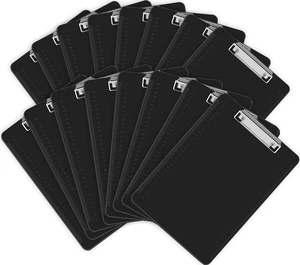 15 Pack Plastic Clipboards - Black, Low Profile A4 Letter Size, 12.5 x 9 Inch 15 Pack Plastic Clipboards - Black, Low Profile A4 Letter Size, 12.5 x 9 Inch