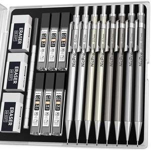 8 Pack Mechanical Pencil 0.7mm, MB1000 Metal Mechanical Pencil Set 6 Tube HB #2 Lead Refill 0.7 mm, 3PCS 4B Eraser, 9 Cap Eraser with Case for Artist Drafting Writing, Sketching, Drawing 8 Pack Mechanical Pencil 0.7mm, MB1000 Metal Mechanical Pencil Set 6 Tube HB #2 Lead Refill 0.7 mm, 3PCS 4B Eraser, 9 Cap Eraser with Case for Artist Drafting Writing, Sketching, Drawing