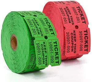2000 Pairs 2"x2" Raffle Tickets Double Rolls Green & Red Consecutively Numbered 50/50 Stub, Great for Carnivals, Entry, Class Reward & Prizes 2000 Pairs 2"x2" Raffle Tickets Double Rolls Green & Red Consecutively Numbered 50/50 Stub, Great for Carnivals, Entry, Class Reward & Prizes