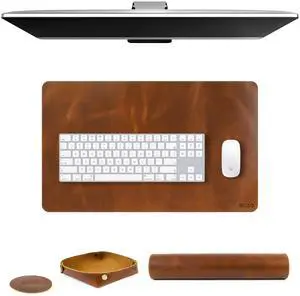 Real Leather Desk Mat Set (24X14) Large Desk Cover Desk Blotter Protector Computer Gaming Mouse Pad Table Laptop Office Desktop Accessories Antique Real Leather Desk Mat Set (24X14) Large Desk Cover Desk Blotter Protector Computer Gaming Mouse Pad Table Laptop Office Desktop Accessories Antique