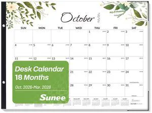 Desk Calendar 2026-2027 Large 22x17 from October 2026 to March 2028, Extra Large Desktop Monthly Calendar Pad 18 Months For Teacher or Office, Desk Top, Greenery Desk Calendar 2026-2027 Large 22x17 from October 2026 to March 2028, Extra Large Desktop Monthly Calendar Pad 18 Months For Teacher or Office, Desk Top, Greenery