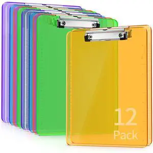 Plastic Clipboards 12 Pack, 6 Colors, Letter Size, Sturdy & Smooth Writing Surface, Low Profile Metal Clip, No Bend Clipboard for School Classroom Office Plastic Clipboards 12 Pack, 6 Colors, Letter Size, Sturdy & Smooth Writing Surface, Low Profile Metal Clip, No Bend Clipboard for School Classroom Office