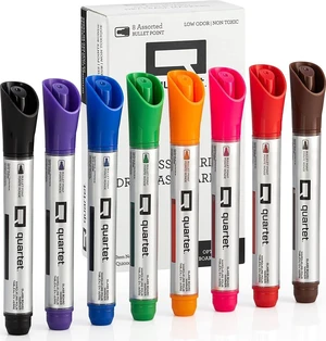 Dry Erase Markers, Glass Whiteboard Markers, Bullet Tip, Assorted Colors, 8 Pack (Q120000GBA) Dry Erase Markers, Glass Whiteboard Markers, Bullet Tip, Assorted Colors, 8 Pack (Q120000GBA)