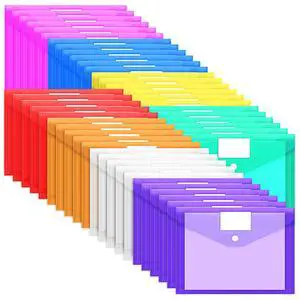 45 Pack Plastic Envelopes Poly Envelopes, Clear Document File Folders with Hook & Loop Closure, A4 Size with Label Pocket for School Home Work Office Organization, 8 Colors 45 Pack Plastic Envelopes Poly Envelopes, Clear Document File Folders with Hook & Loop Closure, A4 Size with Label Pocket for School Home Work Office Organization, 8 Colors