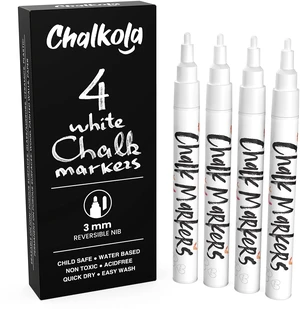 Liquid White Chalk Markers Fine Tip (4 Pack 3mm) for Blackboard, Chalkboard Erasable White Wet & Dry Erase Chalk Pens for Windows, Signs, Glass, Bistro - 3mm Reversible Bullet & Chisel Point Liquid White Chalk Markers Fine Tip (4 Pack 3mm) for Blackboard, Chalkboard Erasable White Wet & Dry Erase Chalk Pens for Windows, Signs, Glass, Bistro - 3mm Reversible Bullet & Chisel Point