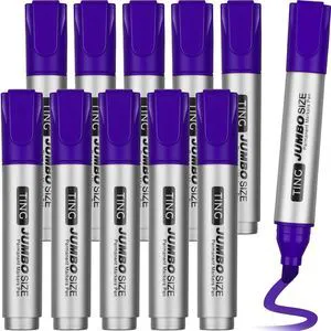 10 Pack Jumbo Permanent Markers Chisel Tip Quick Dry Purple Waterproof, Large Big Poster Pens Bulk for Office, Logistics Company and More 10 Pack Jumbo Permanent Markers Chisel Tip Quick Dry Purple Waterproof, Large Big Poster Pens Bulk for Office, Logistics Company and More