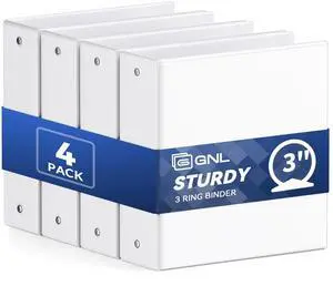 3 Inch Binders 3 Ring Bulk, 3" Three Ring Clear View Binder (Fit 8.5"x11" Paper) PVC-Free & Non-Stick for Office & School Supplies, White, 4 Pack 3 Inch Binders 3 Ring Bulk, 3" Three Ring Clear View Binder (Fit 8.5"x11" Paper) PVC-Free & Non-Stick for Office & School Supplies, White, 4 Pack