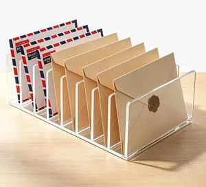 8 Compartments Clear Acrylic Mail Holder Vertical Letter Sorter & Multifunction Desk Organizer for Bills, Documents, Notebooks Modern Office/Home Envelope File Rack 8 Compartments Clear Acrylic Mail Holder Vertical Letter Sorter & Multifunction Desk Organizer for Bills, Documents, Notebooks Modern Office/Home Envelope File Rack