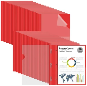 30 Packs Clear Front Report Covers with 3-Prong Fasteners, Plastic Project Presentation Folders Resume Document Covers with Red Back for 8.5" x 11" Letter Size Paper for School Office Business 30 Packs Clear Front Report Covers with 3-Prong Fasteners, Plastic Project Presentation Folders Resume Document Covers with Red Back for 8.5" x 11" Letter Size Paper for School Office Business