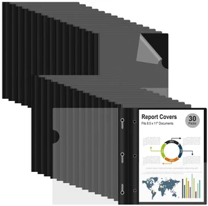 30 Packs Clear Front Report Covers with 3-Prong Fasteners, Plastic Project Presentation Folders Resume Document Covers with Black Back for 8.5" x 11" Letter Size Paper for School Office Business 30 Packs Clear Front Report Covers with 3-Prong Fasteners, Plastic Project Presentation Folders Resume Document Covers with Black Back for 8.5" x 11" Letter Size Paper for School Office Business