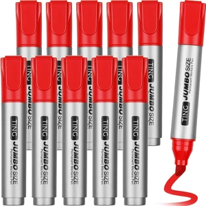 10 Pack Jumbo Permanent Markers Chisel Tip Quick Dry Red Waterproof, Large Big Poster Pens Bulk for Office, Logistics Company and More 10 Pack Jumbo Permanent Markers Chisel Tip Quick Dry Red Waterproof, Large Big Poster Pens Bulk for Office, Logistics Company and More