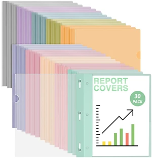 30 Pack Clear Front Report Covers with 3-Prong Fasteners for 8.5"x11" Plastic Presentation Folders Clear Front, 3 Prongs Report Covers, Resume Folders for Interview, 10 Colors, Large Capacity 30 Pack Clear Front Report Covers with 3-Prong Fasteners for 8.5"x11" Plastic Presentation Folders Clear Front, 3 Prongs Report Covers, Resume Folders for Interview, 10 Colors, Large Capacity
