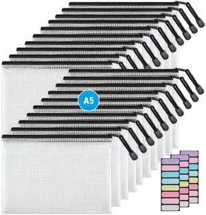 A5 Mesh Zipper Pouches, 6x9inch Pencil Pouches for School, 20 Pack Durable Mesh Zipper Pouches, Waterproof Zipper Reusable Pouch for Office Supplies, Cosmetics, Bikini, Travel Storage, Black A5 Mesh Zipper Pouches, 6x9inch Pencil Pouches for School, 20 Pack Durable Mesh Zipper Pouches, Waterproof Zipper Reusable Pouch for Office Supplies, Cosmetics, Bikini, Travel Storage, Black