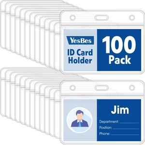 100 Pcs Horizontal Badge Holders, Extra Thick ID Card Name Tag Badge Holder with Resealable Zip, Waterproof ID Badge Holder 100 Pcs Horizontal Badge Holders, Extra Thick ID Card Name Tag Badge Holder with Resealable Zip, Waterproof ID Badge Holder
