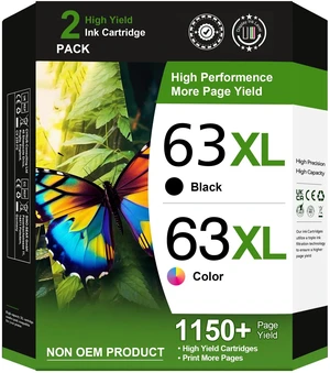 63XL Ink Cartridges Black and Color High Yield for HP Ink 63, Compatible for HP 63XL Ink Cartridge Combo Pack Work for HP OfficeJet 3830 4650 5255 5258 Envy 4520 4512 DeskJet 1112 2130 3630 (2 Pack) 63XL Ink Cartridges Black and Color High Yield for HP Ink 63, Compatible for HP 63XL Ink Cartridge Combo Pack Work for HP OfficeJet 3830 4650 5255 5258 Envy 4520 4512 DeskJet 1112 2130 3630 (2 Pack)