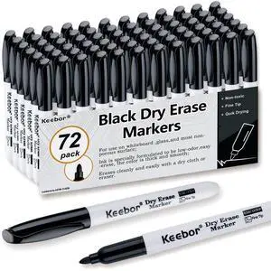 Fine Tip Dry Erase Markers - Bold Black, Long-Lasting ink, Low-Odor - 72 Pack Whiteboard Markers Bulk for Home, Office, Back to School Supplies Fine Tip Dry Erase Markers - Bold Black, Long-Lasting ink, Low-Odor - 72 Pack Whiteboard Markers Bulk for Home, Office, Back to School Supplies
