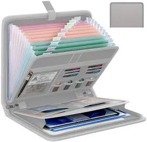 Fireproof Accordion File Organizer, Expanding File Folder with 13 Pockets Portable Document Organizer with Waterproof Zipper & Labels, File Organizer for Important Document/Paper Storage, Gray Fireproof Accordion File Organizer, Expanding File Folder with 13 Pockets Portable Document Organizer with Waterproof Zipper & Labels, File Organizer for Important Document/Paper Storage, Gray