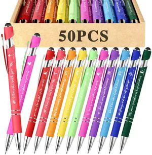 Christian Ballpoint Pens with stylus tips, Inspirational Bible Verse Pens Bulk Christian Gifts for Women & Men Office Pens 50-Pack Christian Ballpoint Pens with stylus tips, Inspirational Bible Verse Pens Bulk Christian Gifts for Women & Men Office Pens 50-Pack