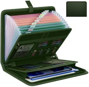 Fireproof Accordion File Organizer, Expanding File Folder with 13 Pockets Portable Document Organizer with Waterproof Zipper & Labels, File Organizer for Important Document/Paper Storage, Green Fireproof Accordion File Organizer, Expanding File Folder with 13 Pockets Portable Document Organizer with Waterproof Zipper & Labels, File Organizer for Important Document/Paper Storage, Green