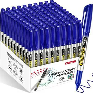 Blue Permanent Markers Bulk, 100 Pack Fine Point, Waterproof Smooth 1s Quick Drying, Long-Lasting, Ideal for Office, School, Warehouse, Business, Logistics, Use on Paper Plastic Metal Cardboard Blue Permanent Markers Bulk, 100 Pack Fine Point, Waterproof Smooth 1s Quick Drying, Long-Lasting, Ideal for Office, School, Warehouse, Business, Logistics, Use on Paper Plastic Metal Cardboard