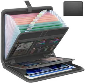 Fireproof Accordion File Organizer, Expanding File Folder with 13 Pockets Portable Document Organizer with Waterproof Zipper & Labels, File Organizer for Important Document/Paper Storage, Dark Gray Fireproof Accordion File Organizer, Expanding File Folder with 13 Pockets Portable Document Organizer with Waterproof Zipper & Labels, File Organizer for Important Document/Paper Storage, Dark Gray