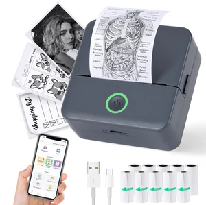 Mini Sticker Printer, X6 Print Pod with 10 Rolls Thermal Paper Bluetooth Pocket Printer Sticker Maker for Phone, Impresora Portátil for Gifts, DIY, Journaling Supplies, Photos (Grey) Mini Sticker Printer, X6 Print Pod with 10 Rolls Thermal Paper Bluetooth Pocket Printer Sticker Maker for Phone, Impresora Portátil for Gifts, DIY, Journaling Supplies, Photos (Grey)