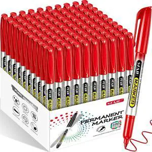 Red Permanent Markers Bulk, 100 Pack Fine Point, Waterproof Smooth 1s Quick Drying, Long-Lasting, Ideal for Office, School, Warehouse, Business, Logistics, Use on Paper Plastic Metal Cardboard Red Permanent Markers Bulk, 100 Pack Fine Point, Waterproof Smooth 1s Quick Drying, Long-Lasting, Ideal for Office, School, Warehouse, Business, Logistics, Use on Paper Plastic Metal Cardboard