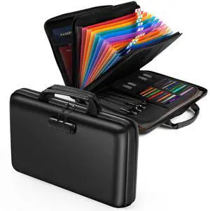 Fireproof Document Safe Box with Lockable Zipper, Hard-shell, 13 Pockets, Waterproof for Important Papers Binder, Fire/Water Resistant File Box for Travel, Home & Office, Organizer for Passport, Cards Fireproof Document Safe Box with Lockable Zipper, Hard-shell, 13 Pockets, Waterproof for Important Papers Binder, Fire/Water Resistant File Box for Travel, Home & Office, Organizer for Passport, Cards