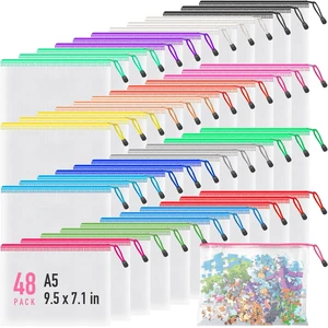 48 Pack A5 Mesh Zipper Pouches, 16 Colors Storage Organizer Bags 48 A5 Zipper Pouches Build a Complete Organization System for Families, Classrooms and Offices with Easy Color Sorting 48 Pack A5 Mesh Zipper Pouches, 16 Colors Storage Organizer Bags 48 A5 Zipper Pouches Build a Complete Organization System for Families, Classrooms and Offices with Easy Color Sorting