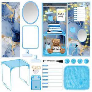 Blue Locker Accessories Kit with Locker Magnetic Wallpaper Magnetic Shelf Whiteboard Mirror Rug Pen Holder Clips Planner School Locker Accessories Organization Set for Back to School Blue Locker Accessories Kit with Locker Magnetic Wallpaper Magnetic Shelf Whiteboard Mirror Rug Pen Holder Clips Planner School Locker Accessories Organization Set for Back to School