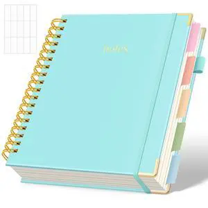 Spiral Journal for Women, B5 College Ruled Notebooks for Work with Dividers,Tabs and Pocket, Mint Spiral Journal for Women, B5 College Ruled Notebooks for Work with Dividers,Tabs and Pocket, Mint