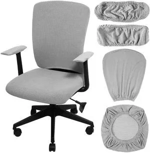 4 Pcs Office Chair Covers Stretchable Armrest Seat,XL,Silver Gray Universal Fit Office Desk Chairs, Protective Seat Backrest Slipcovers, Stretchable Prevent Wear, Easy Install for Rotating 4 Pcs Office Chair Covers Stretchable Armrest Seat,XL,Silver Gray Universal Fit Office Desk Chairs, Protective Seat Backrest Slipcovers, Stretchable Prevent Wear, Easy Install for Rotating