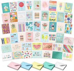 Happy Birthday Cards with Envelopes and Assortment Box Variety Set of 50 Assorted Birthday Notes. Perfect Bulk Pack for Celebrations, Office, Friends, Family, and Special Occasions Happy Birthday Cards with Envelopes and Assortment Box Variety Set of 50 Assorted Birthday Notes. Perfect Bulk Pack for Celebrations, Office, Friends, Family, and Special Occasions