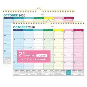 Wall Calendar 2027-2028, 21 Months Hanging Calendar, Oct 2026 - Jun 2028 Hanging Calendar, Monthly Design, 120 GSM Thick Paper, Spacious Writing Blocks, Bonus Stickers Wall Calendar 2027-2028, 21 Months Hanging Calendar, Oct 2026 - Jun 2028 Hanging Calendar, Monthly Design, 120 GSM Thick Paper, Spacious Writing Blocks, Bonus Stickers