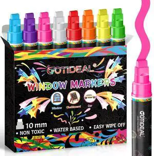 Window Markers, 8 Colors, 10mm Jumbo Thick Tip Chalk Markers Washable Car Marker, Window paint markers Erasable, for Blackboard, Chalkboard, Glass Mirror, Wedding Married Painting, Menus Window Markers, 8 Colors, 10mm Jumbo Thick Tip Chalk Markers Washable Car Marker, Window paint markers Erasable, for Blackboard, Chalkboard, Glass Mirror, Wedding Married Painting, Menus