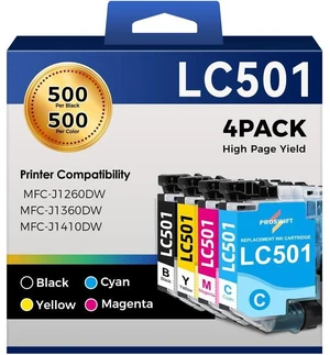 LC501XL Ink Compatible for Brother LC501 Ink for Brother Printer MFC-J1260DW MFC-J1360DW MFC-J1410DW (Black Cyan Magenta Yellow, 4 Pack) LC501XL Ink Compatible for Brother LC501 Ink for Brother Printer MFC-J1260DW MFC-J1360DW MFC-J1410DW (Black Cyan Magenta Yellow, 4 Pack)