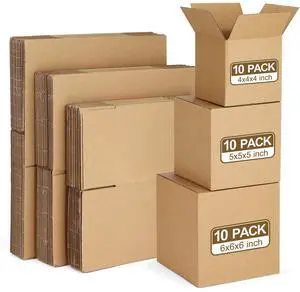 30 Pack Small Shipping Boxes Assorted Sizes, 4x4x4 & 5x5x5 & 6x6x6 10 PCS Each Mailing Boxes, Brown Corrugated Box Mailers, Cardboard Boxes for Packaging Small Business 30 Pack Small Shipping Boxes Assorted Sizes, 4x4x4 & 5x5x5 & 6x6x6 10 PCS Each Mailing Boxes, Brown Corrugated Box Mailers, Cardboard Boxes for Packaging Small Business
