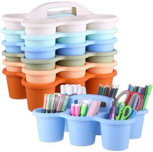 6 Pack Classroom Caddy Organizer with Handle, 6 Compartments, Morandi Stackable Plastic Table Caddies, 12x9x3.5 In, caddy Organizer for School Supplies, Crayons, Pencils, Crafts and Drink Cups 6 Pack Classroom Caddy Organizer with Handle, 6 Compartments, Morandi Stackable Plastic Table Caddies, 12x9x3.5 In, caddy Organizer for School Supplies, Crayons, Pencils, Crafts and Drink Cups