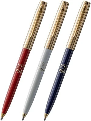 Space Pen Red, White, Blue, Gold USA 250 Imprint Cap-O-Matic, 3 Pack Pressurized Ballpoint Pen, Writes Upside Down & Extreme Temperatures, Black Ink, Medium Point, Pocket Clip, Made in the USA Space Pen Red, White, Blue, Gold USA 250 Imprint Cap-O-Matic, 3 Pack Pressurized Ballpoint Pen, Writes Upside Down & Extreme Temperatures, Black Ink, Medium Point, Pocket Clip, Made in the USA