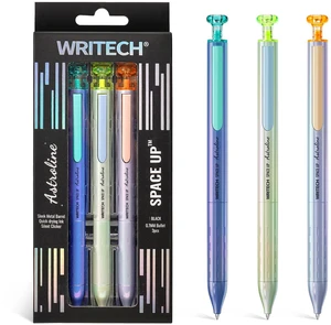 Gel Pens Black Ink: Sleek Metal Barrel Pen Fine Point 0.7mm Retractable 3ct No Smear Quick Dry Smooth Writing Silent Clicker Space Up Astroline Gel Pens Black Ink: Sleek Metal Barrel Pen Fine Point 0.7mm Retractable 3ct No Smear Quick Dry Smooth Writing Silent Clicker Space Up Astroline
