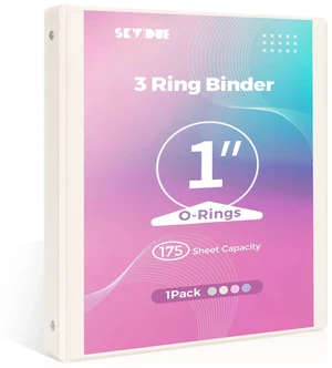 1 Inch Binder 3 Ring, O-Ring Round Binder for 8.5" x 11" Paper, Pastel Binder with Pockets, Holds Up to 175 Sheets, Pink 1 Inch Binder 3 Ring, O-Ring Round Binder for 8.5" x 11" Paper, Pastel Binder with Pockets, Holds Up to 175 Sheets, Pink