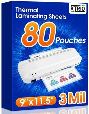 80 Pack Laminating Sheets 3 Mil, Hold 8.5 x 11 inch Documents, Menus Actual 9 x 11.5 Thermal Laminating Pouches, Clear Laminate Sheets for Laminator, Letter Size Lamination Paper, Office School 80 Pack Laminating Sheets 3 Mil, Hold 8.5 x 11 inch Documents, Menus Actual 9 x 11.5 Thermal Laminating Pouches, Clear Laminate Sheets for Laminator, Letter Size Lamination Paper, Office School