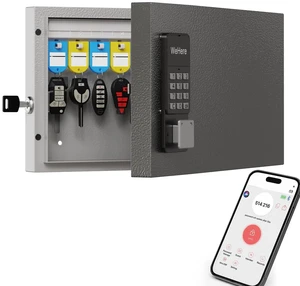 24 Key Lock Box Smart Key Organier Cabinet with Keypad & App for Office Wall Mounted Lockbox use Bluetooth, Custom/One Time Password, WiFi (Need W100 Bridge) Unlock for School, Office, Fleet, Hotel 24 Key Lock Box Smart Key Organier Cabinet with Keypad & App for Office Wall Mounted Lockbox use Bluetooth, Custom/One Time Password, WiFi (Need W100 Bridge) Unlock for School, Office, Fleet, Hotel