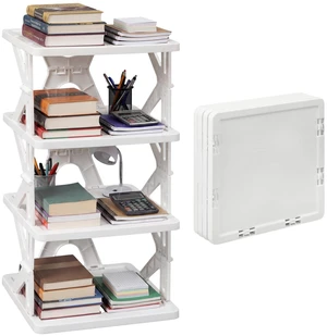4 Tier Foldable Locker Organizer Shelf School Storage,White 4 Tier Foldable Locker Organizer Shelf School Storage,White