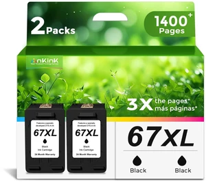67XL Black Ink Cartridge Replacement for HP 67 XL (2-Pack) 67XXL use with DeskJet Envy 2855e 2755e 6055e 2700 2700e 6000 6000e 4155e 2734e 6455e 6400 2752e 4100 4100e 6400e 6458e Printer 67XL Black Ink Cartridge Replacement for HP 67 XL (2-Pack) 67XXL use with DeskJet Envy 2855e 2755e 6055e 2700 2700e 6000 6000e 4155e 2734e 6455e 6400 2752e 4100 4100e 6400e 6458e Printer