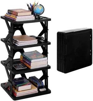 4 Tier Foldable Locker Organizer Shelf School Storage,Black 4 Tier Foldable Locker Organizer Shelf School Storage,Black