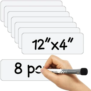 Larger Magnetic Dry Erase Labels 12"x 4" White, Big Dry Erase Magnetic Labels for Whiteboards, Fridge, School Classroom, Pack of 10 Larger Magnetic Dry Erase Labels 12"x 4" White, Big Dry Erase Magnetic Labels for Whiteboards, Fridge, School Classroom, Pack of 10