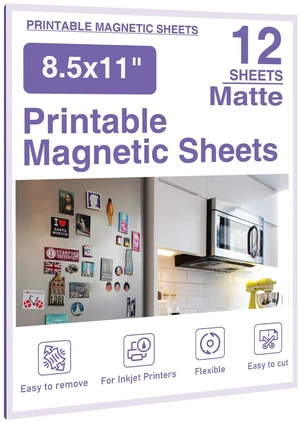 12 Pcs Printable Magnetic Sheets 8.5x11 Inches Matte Magnet Paper Sheet Non Adhesive Magnetic Paper for Inkjet Printers, Flexible Magnet Photos for DIY Crafts 12 Pcs Printable Magnetic Sheets 8.5x11 Inches Matte Magnet Paper Sheet Non Adhesive Magnetic Paper for Inkjet Printers, Flexible Magnet Photos for DIY Crafts